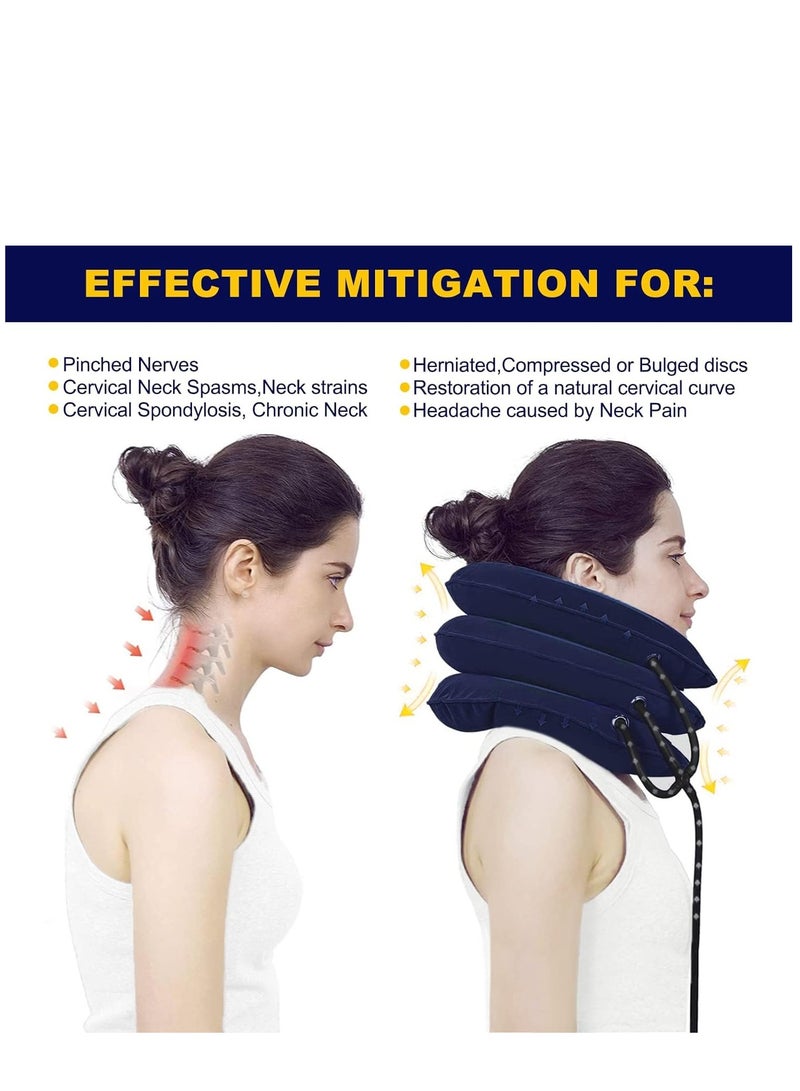 Travel Pillow, Cervical Neck Traction Device, Portable Neck Stretcher Cervical Traction Provide Neck Support and Neck Pain Relief, Neck Traction Devices for Home Use Neck Decompression (Blue) - Image 5